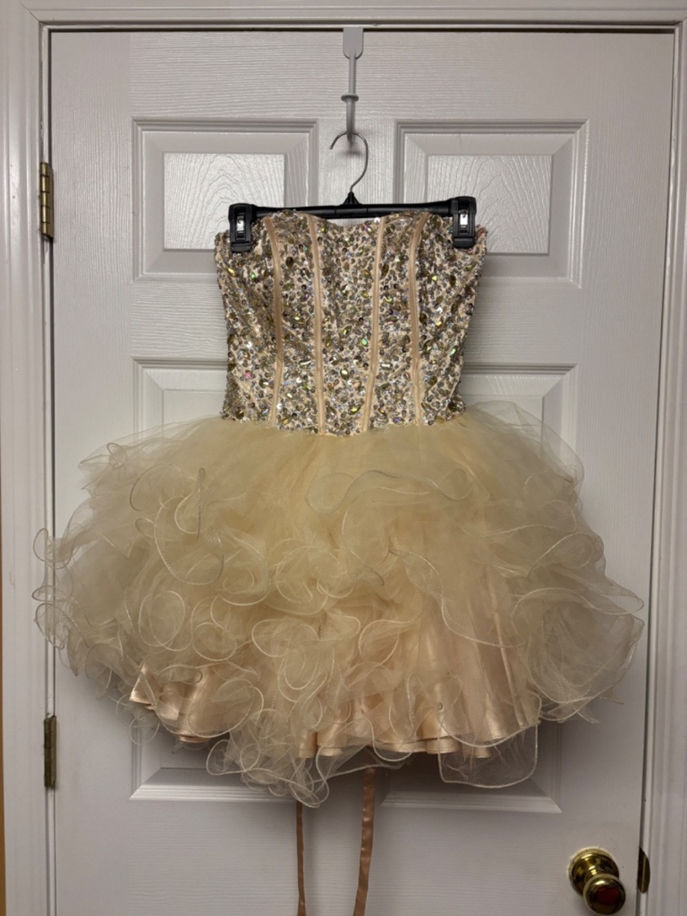 Formal Dress - Anny Lee - Champaign Sequins - Short Dress w/Corset - Size: XS